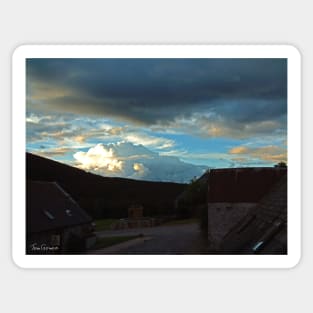 Storm clouds gathering over Speyside Sticker